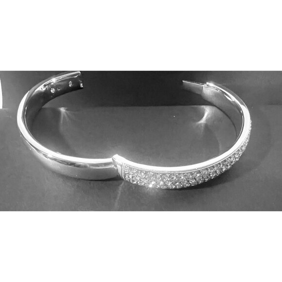 Napoli Womens Rhinestone Bangle Bracelet 2.5" Hinged Statement Holiday glitter - Picture 4 of 11